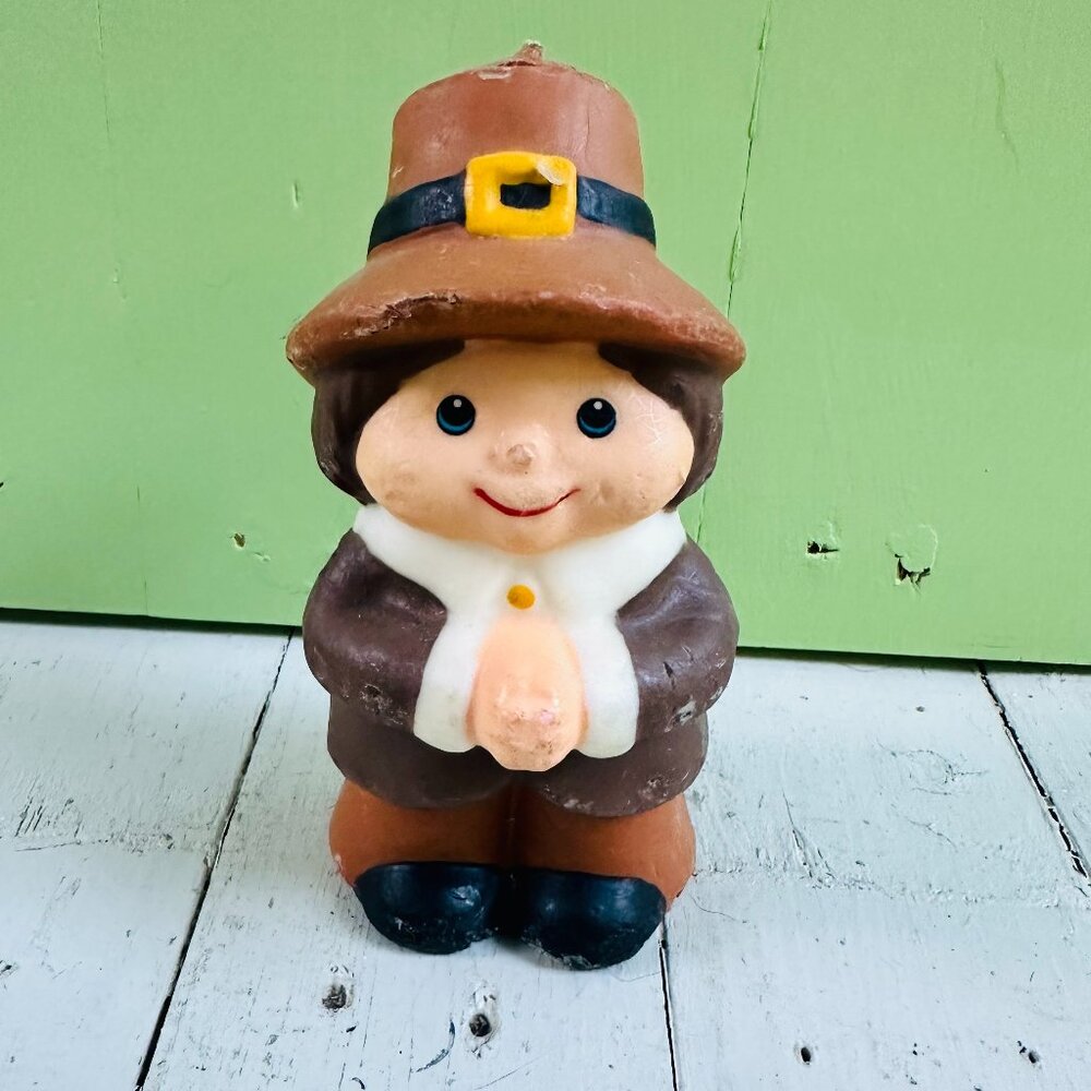 Vintage Gurley Pilgrim Boy Candle Thanksgiving Decor Pilgrim Candle Holiday